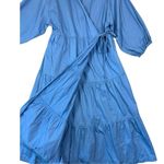 Sweet Baby Jaime Blue Tiered Wrap Dress 100% Cotton V‎ Neck 3/4 Sleeve Women's M Size M Photo 6