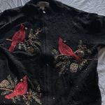Heirloom Collectibles Christmas Cardigan Sweater Women's Sz M Black Cardinals Size M Photo 1