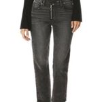 Paige Noella O-Ring Exposed Zipper Straight Leg Jeans | Acid Wash Black | 27 Photo 0