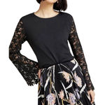 Anthropologie Eri + Ali x - NWT Delilah Black Lace Long Sleeve Blouse Top Sz M Photo 0