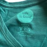 Life is Good  T Shirt Top W Large Christmas Stocking Green LS Heart Holiday Party Photo 5
