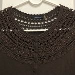 Magaschoni  Women Beaded Embellished Crochet Sweater Cotton Button Blouse Brown L Photo 4