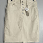 Banana Republic  Button Fly Jean Skirt Size 2 Petite 2P Cream NEW Casual Modern Photo 0