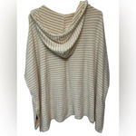 Mesh +Lace cream and tan stripe sleeveless hoodie poncho Size M Photo 1