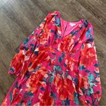 Chic Soul Way Too Complicated Maxi Dress 1X Fuchsia Floral Deep V Neck Side Slit Photo 3