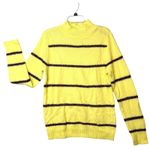 Tribekka 44 Sweater Womens Medium Citron Yellow Mock Neck Striped Rainbow Tinsel Photo 1