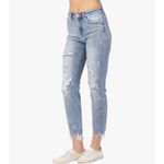 Judy Blue NWT W 9/29 High-Rise Destroyed Confetti Paint Boyfriend Jeans Photo 1