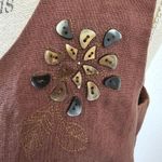 Yves Cossette Depeche Mode Vintage Brown Linen Embroidered Dress Size 10 Photo 7