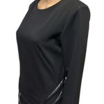 Alberto Makali Black Faux Leather Trim Zipper 3 Quarter Sleeve Dress Womens 6 Photo 2