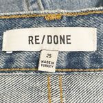 RE/DONE 70s Stove Pipe Jeans in Medium Vain Sz 25 High Rise Raw Hem Rigid Denim Photo 10