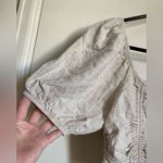 Wild Fable  Beige Linen Blend Cropped Balloon Sleeve Smocked Back Top #MBG Photo 3