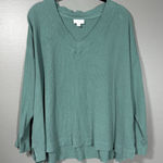 J Jill Women's Green Oversized Cozycore Waffle Knit Top Photo 0