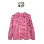 Aran Crafts Womens Pink Cable Knit Merino Wool Cardigan Sweater Size Large Photo 4