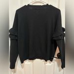 Current/Elliott  Black Ruffle Sleeve Distressed Sweater 70% wool 30% cashmere 0 Photo 3