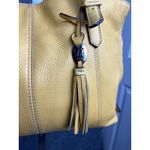 Tignanello Yellow Leather Tote Bag Pebbled Shoulder Purse Tassel Buckle Style Photo 2