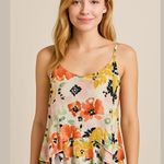 Volcom  Floral Ruffle Hem Tank Top Small Sleeveless Boho Festival Casual Cami Photo 0