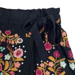 ZARA  Boho Embroidered Black Tie Waist Skort Skirt Shorts Size Small Photo 3