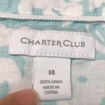 Charter Club  Women’s Linen Floral Print Blue White Button-Up Long Sleeve Shirt Photo 7