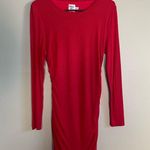 Princess Polly  Red Ribbed Ruched Side Keyhole Back Bodycon Dress size 8 Photo 1
