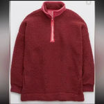 Aerie  Dream Sherpa Quarter Zip Sweatshirt, Cherry Pink/Hot Pink Photo 3