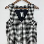 Madewell  Black White Gingham V-Neck Mini Vest Dress Button Front Size 6 NWT Chic Photo 3
