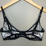 For Love & Lemons NWOT  60s Floral Underwire Bra Size Small Pastel Black Trim Photo 5