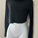 J USA Black Long Sleeve Cowl Neck Cropped Top Women's Size L Photo 0