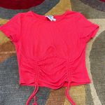 Princess Polly Stormi Top Crop Short Sleeve Tee Shirt Ruched Wired Light Red 6 Photo 0