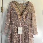 Mac Duggal Pink Floral Applique Illusion Long Sleeve Gown 70224 Sz 4 NWT Photo 7