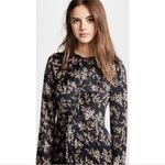 Vince  Eden Black Floral Long-Sleeve Midi 100% Silk Evening Dress Photo 1