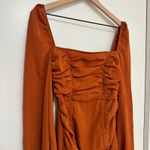 PRETTY LITTLE THING | Burnt Orange Ruched Form Long Sleeve Bodycon Mini Dress, 2 Photo 3