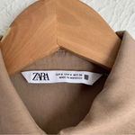 ZARA Gold Button Down Tan Shirt Sz Small Photo 6