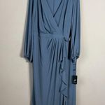 Adrianna Papell NWT Jersey Faux-Wrap Maxi Gown Women's 16W Blue Formal Ruffle Photo 4