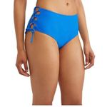 Time & Tru Womens Large 12-14 Bikini Bottoms Blue laced sides New Photo 0