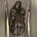 Lauren Moshi Peace Love Harmony Women’s Charcoal Grey Longsleeve Size Small Photo 3