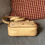 Nine West Y2K natural raffia mini crossbody purse with floral embroidery Photo 7