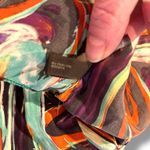 The Limited  100% Silk Halter Teal Orange Brown Yellow Geometric Design Size S Photo 4