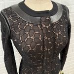 Diane Von Furstenberg  Maya Pebble Lace and Leather Black Button and Zip Blazer Photo 7