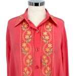 Diane Von Furstenberg  Vintage Floral Embroidered Silk Button-Up Blouse Large Photo 1