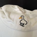White Adjustable Cotton Baseball Cap With Embroidered Duck Design one size Photo 5