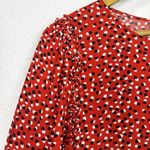 ZARA  Floral Tiered Midi Maxi Dress Size M Red Long Sleeve Cottage Peasant Boho Photo 2