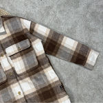 Banana Republic Women's Wool Blend Plaid Flannel Shirt Jacket Longline Brown M Photo 6