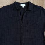Cloth & Stone Textured Plaid Short Sleeve Button Down Shirt Size Small Black Photo 2