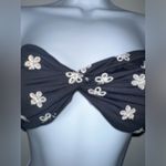 Peony Swimwear Twist Bandeau Bikini Top (M) & High Waist Bikini Bottom (S) Set Black Size M Photo 4
