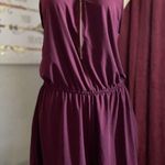 Ambiance burgundy romper with gold zipper up front size large elastic waist Photo 2