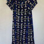 Papua New Guinea kundu drum dress traditional short sleeved midi dress blue S Gray Photo 0