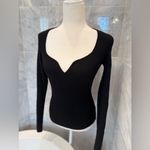H&M  black ribbed knit sweetheart neckline top/sweater, size small Photo 5