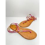 GBG Los Angeles T Strap Sandals Size 6 Pink‎ Gold Logo Ankle Strap Pink Photo 4