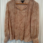 Vera Wang Simply Vera  White And Orange Pleated‎ Blouse Size Medium Photo 0