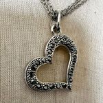 Cookie Lee  Silver tone open heart marcasite multi strand pendant necklace Photo 2